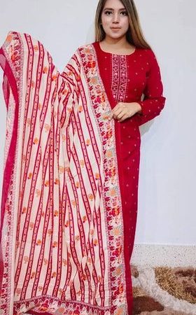 New Ganga ( Stripe Dupatta ) ( Red )