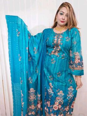 Chanderi shifflie (blue)
