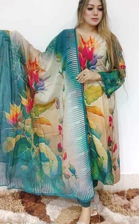 Rose Gold n Maroon Lawn ( Peacock Blue )