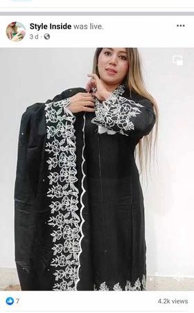 (Tx) Embroidery sadabahar (black)