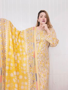 Unstitch Sada-bahar Floral ( Yellow )