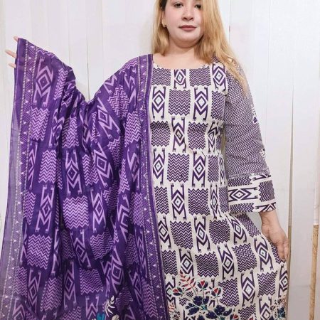 Zigzag cotton ganga (purple)