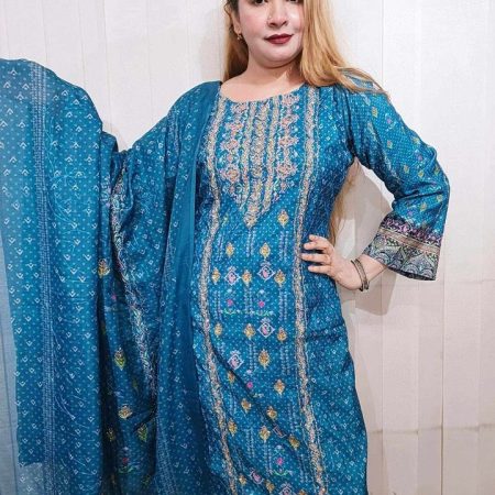 2 piece silk cotton chickenkurry (peacock)