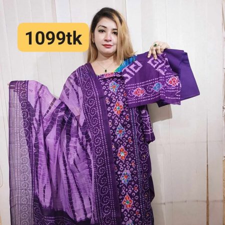 (Q).Jamdani tie dye style violet