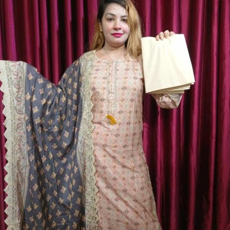 Cotton bowring work 3 pis (golden dark ash)