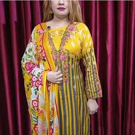 (Mp) Floral stripe 2 pis (yellow)