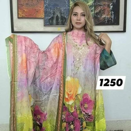 (Rt) 2pis Digital print with kamdani (peach)