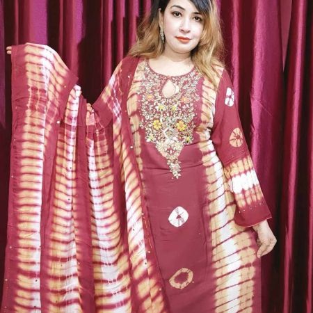 (RT)Karchupi maroon tie dye 2pc